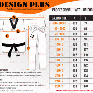 Taekwondo Size Chart